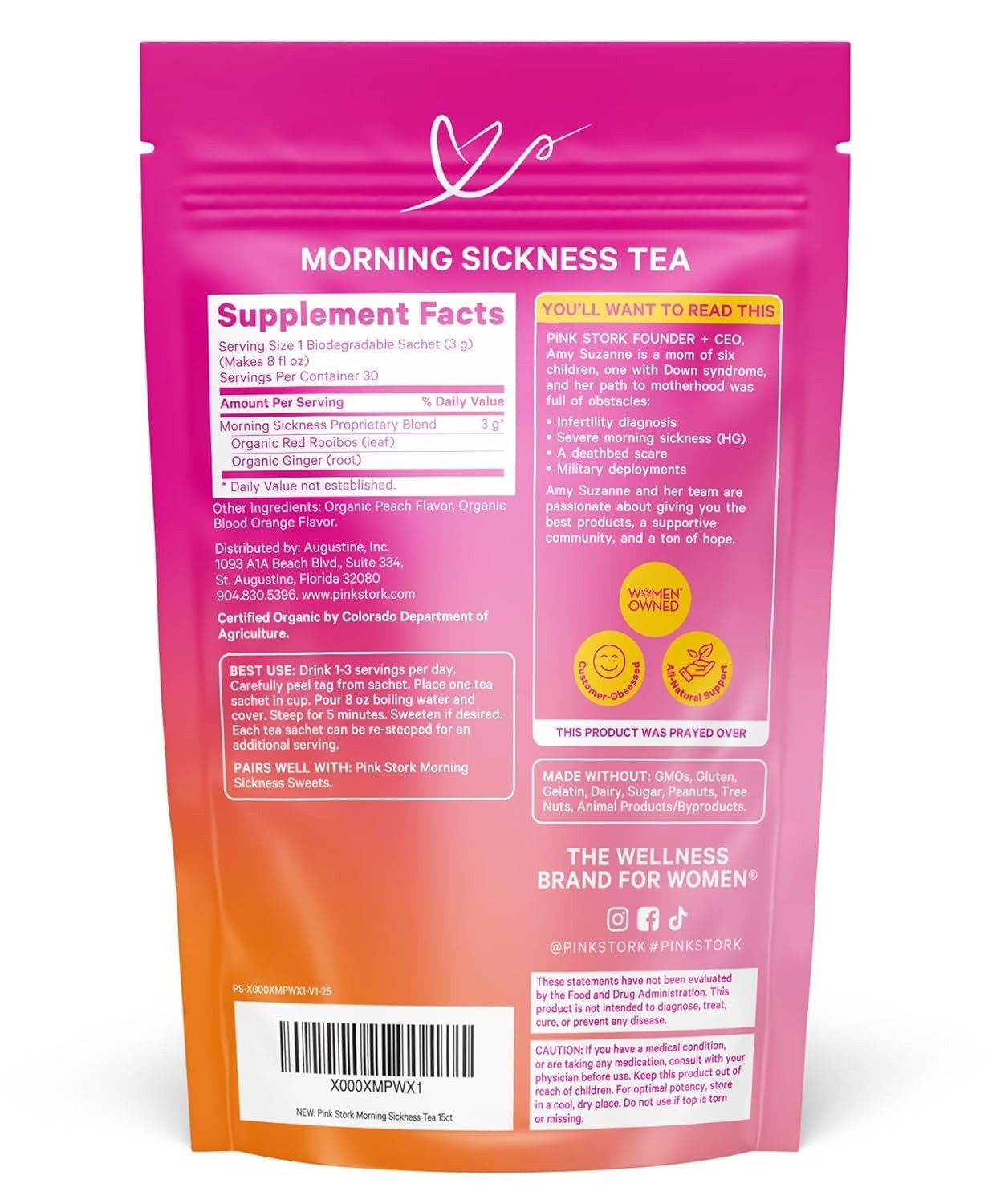 Natural Ginger Peach Tea for Pregnancy – 15 Sachets for Morning Sickness Support