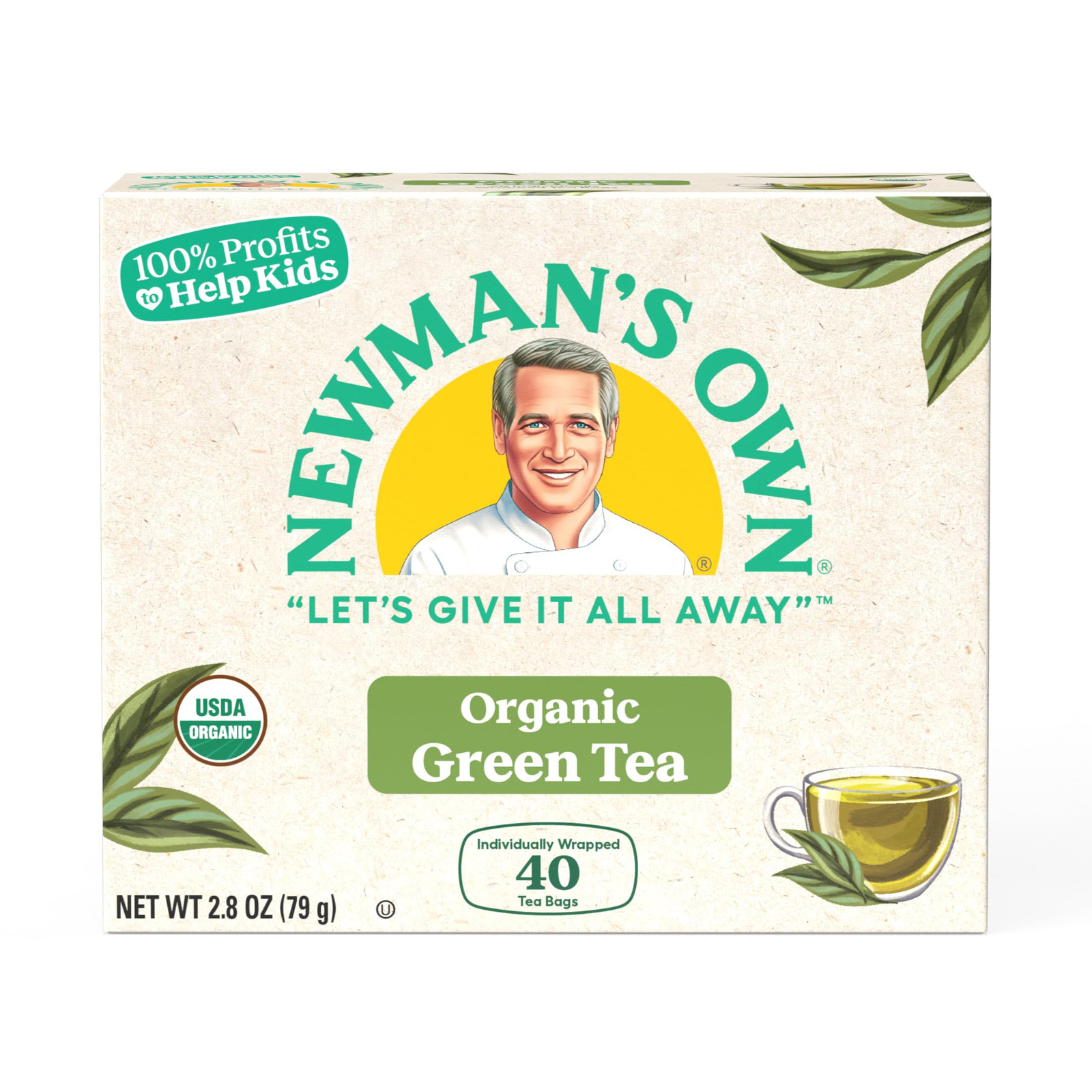 Newmans Own Organics Green Tea 40 Count Kosher Gluten Free Dairy Free Bags