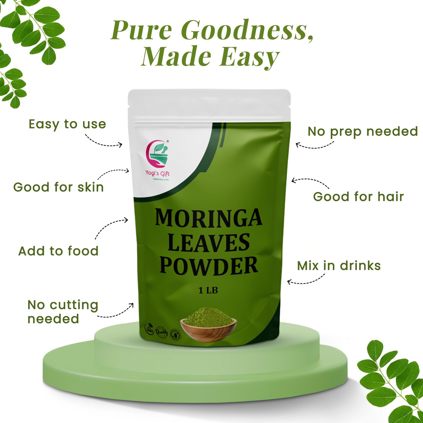 Moringa Powder 1 LB, 100% Pure & Natural Moringa Leaf Powder, Premium Quality…