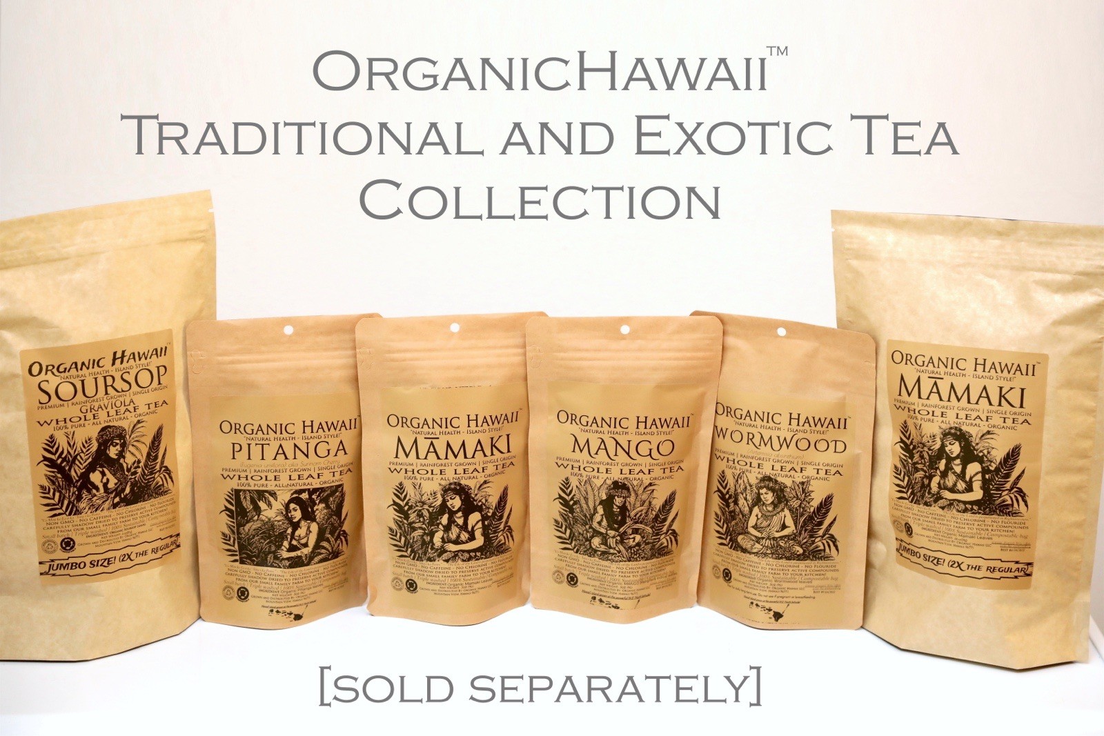 Organic Hawaii MAMAKI Whole Leaves [JUMBO] Tea FRESHLY DRIED Resealable Bag 18g