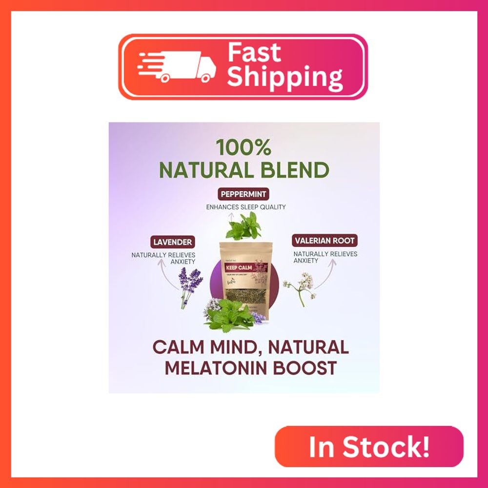 Keep Calm Valerian Root, Lavender, Peppermint Herbal Tea Loose Leaf Relaxing Wel