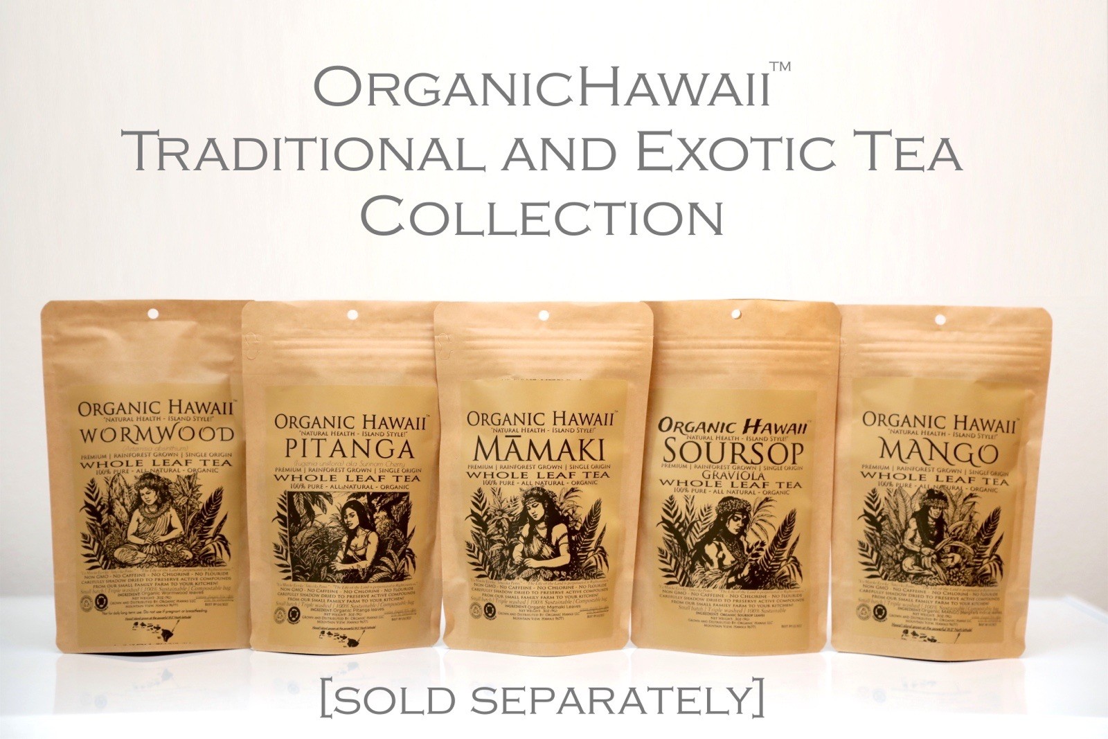 Organic Hawaii MAMAKI Whole Leaves [JUMBO] Tea FRESHLY DRIED Resealable Bag 18g