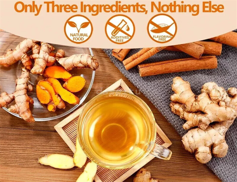 60Bags Turmeric Ginger Cinnamon Tea No Additive Support Brain Weight Sleep-Skin