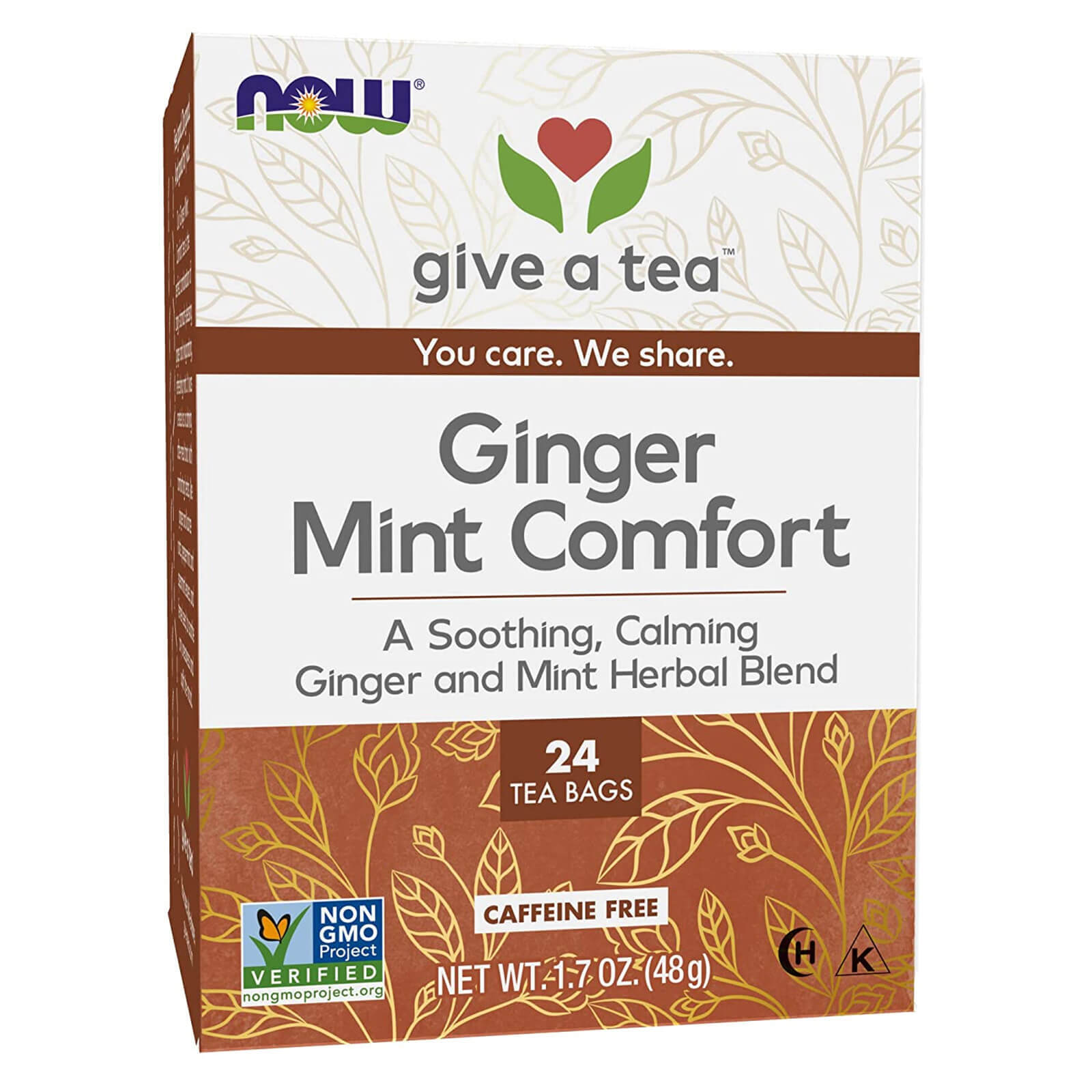 NOW FOODS Ginger Mint Comfort Tea 24 Tea Bags