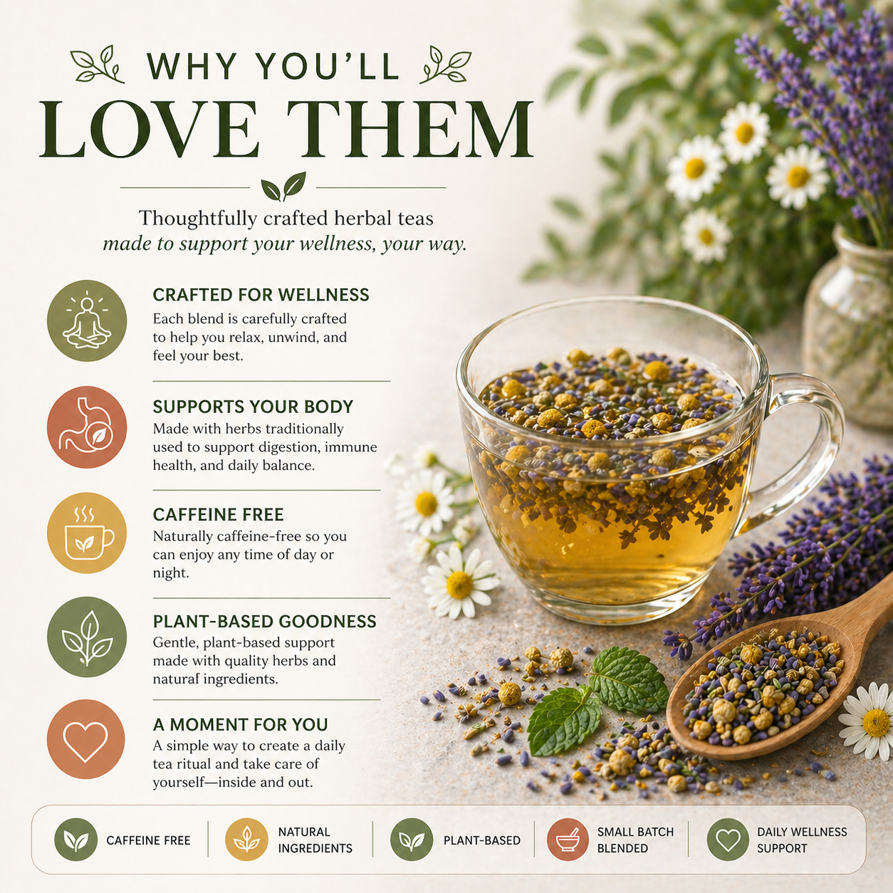 Loose Leaf Herbal Tea– Sleep Stress Anxiety Detox, Digestion Teas, Caffeine Free