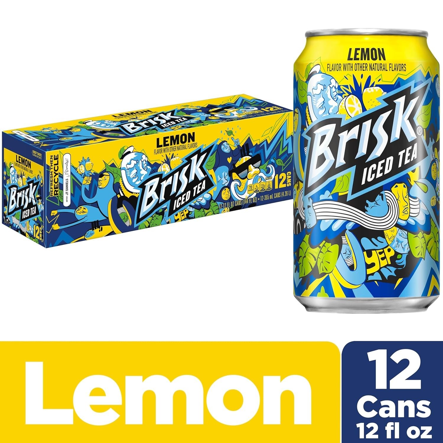Brisk Lemon Iced Tea, 12 Fl Oz Cans Pack of 12