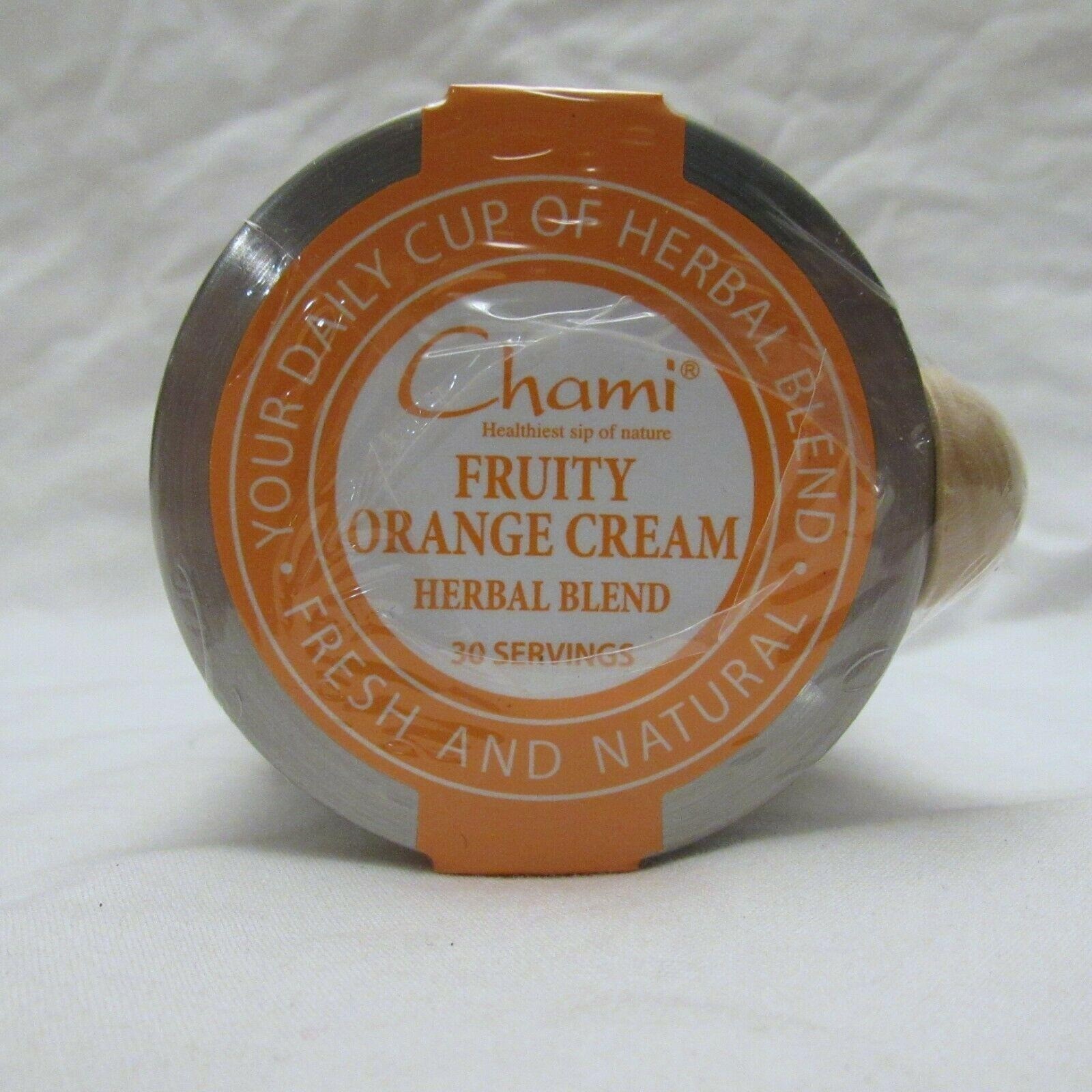 Chami Tea Fruity Orange Cream Herbal Blend Loose Tea 3 oz Glass Jar with Spoon