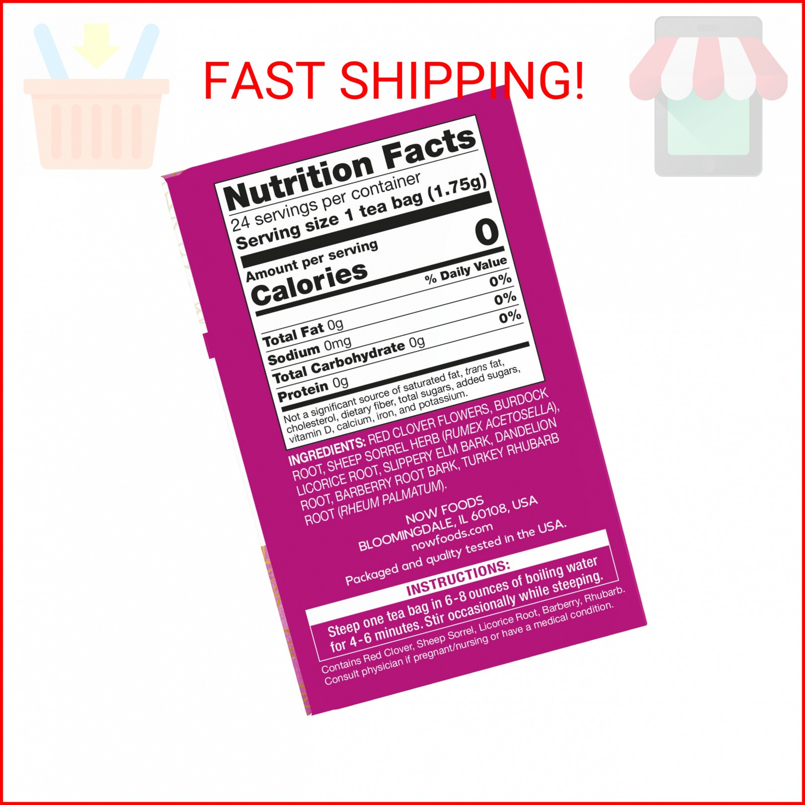 NOW Foods Give a Tea™ Ojibwa Tea, Herbal, Caffeine-Free, 24 bags, traditional No