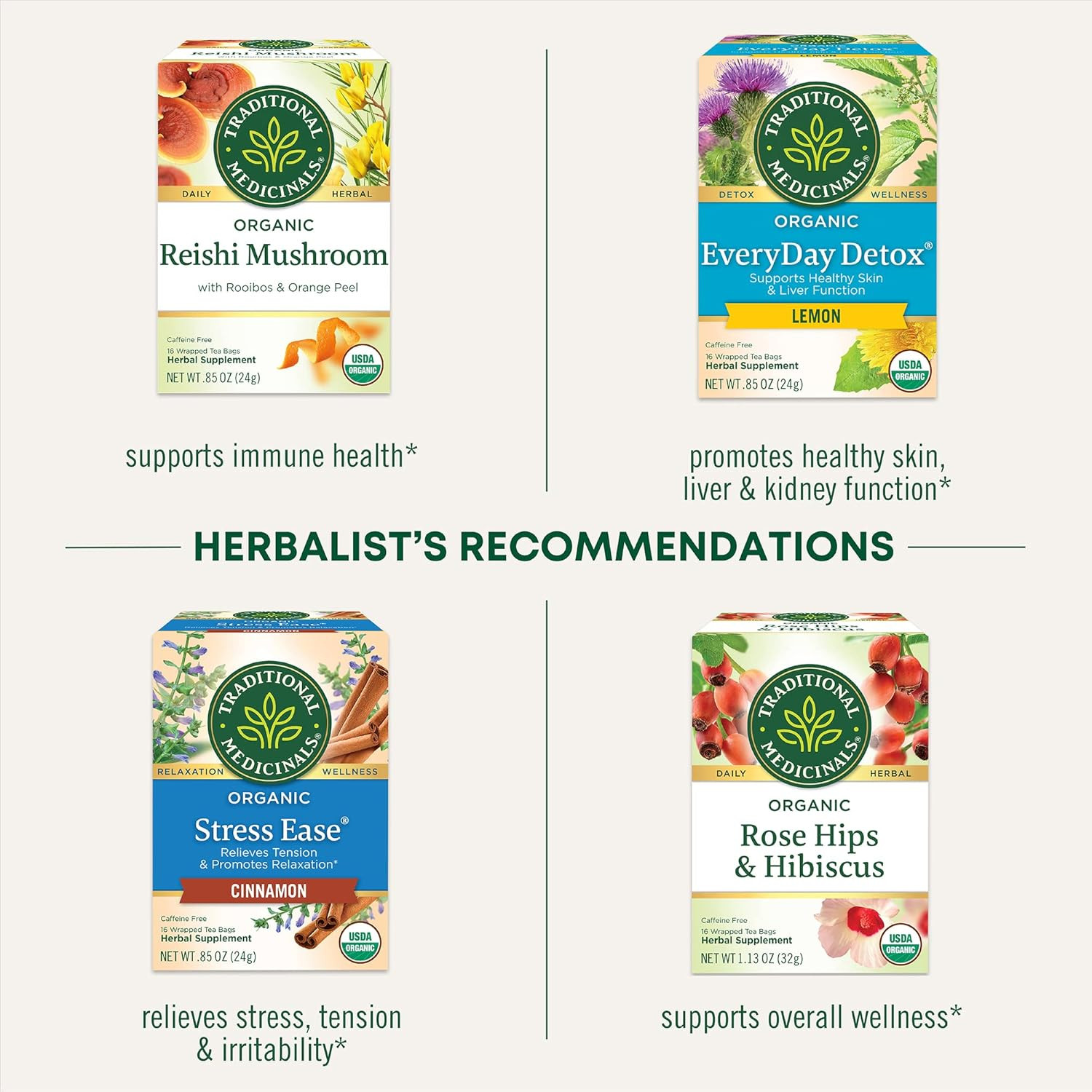 Traditional Medicinals Organic Nettle Herbal Leaf Tea, 16 Tea Bags (Pack of 6)