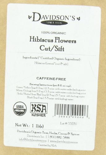 Davidson’s Organic Hibiscus Flowers Loose Leaf Tea 1 Pound Herbal Vitamin C