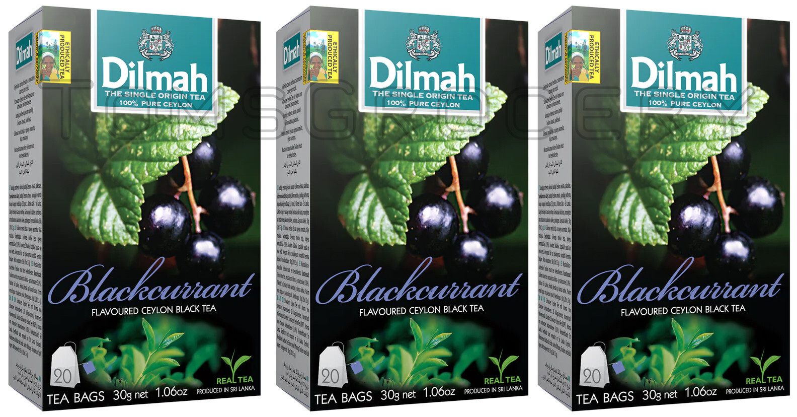 3 DILMAH BLACKCURRANT Flavor Ceylon Black Tea Sri Lanka Origin (60 servings)