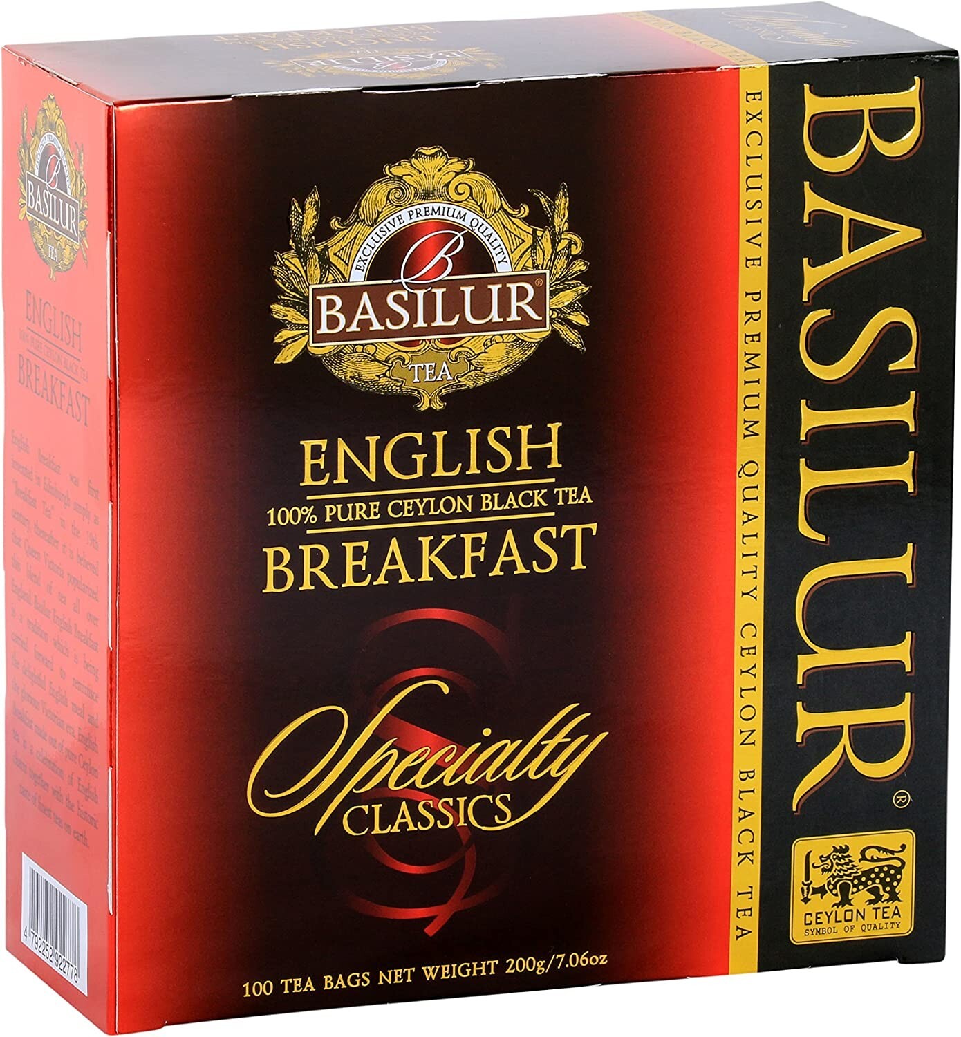 Basilur, English Breakfast pure Ceylon black tea, 100 tea bags
