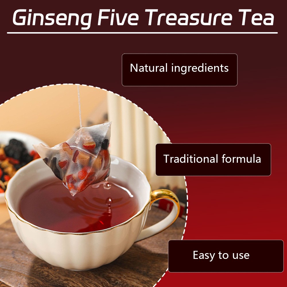 Ginseng Five Treasure Tea Boost Energy Stamina Physica Well Being 5g Per Pack