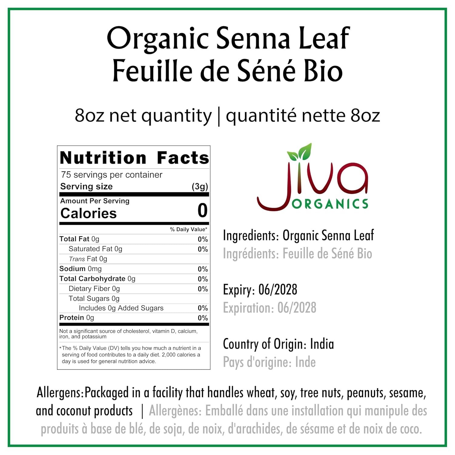 Organic Senna Leaf Tea – 8 Ounce, Caffeine Free Digestive Support – Honey Flavor