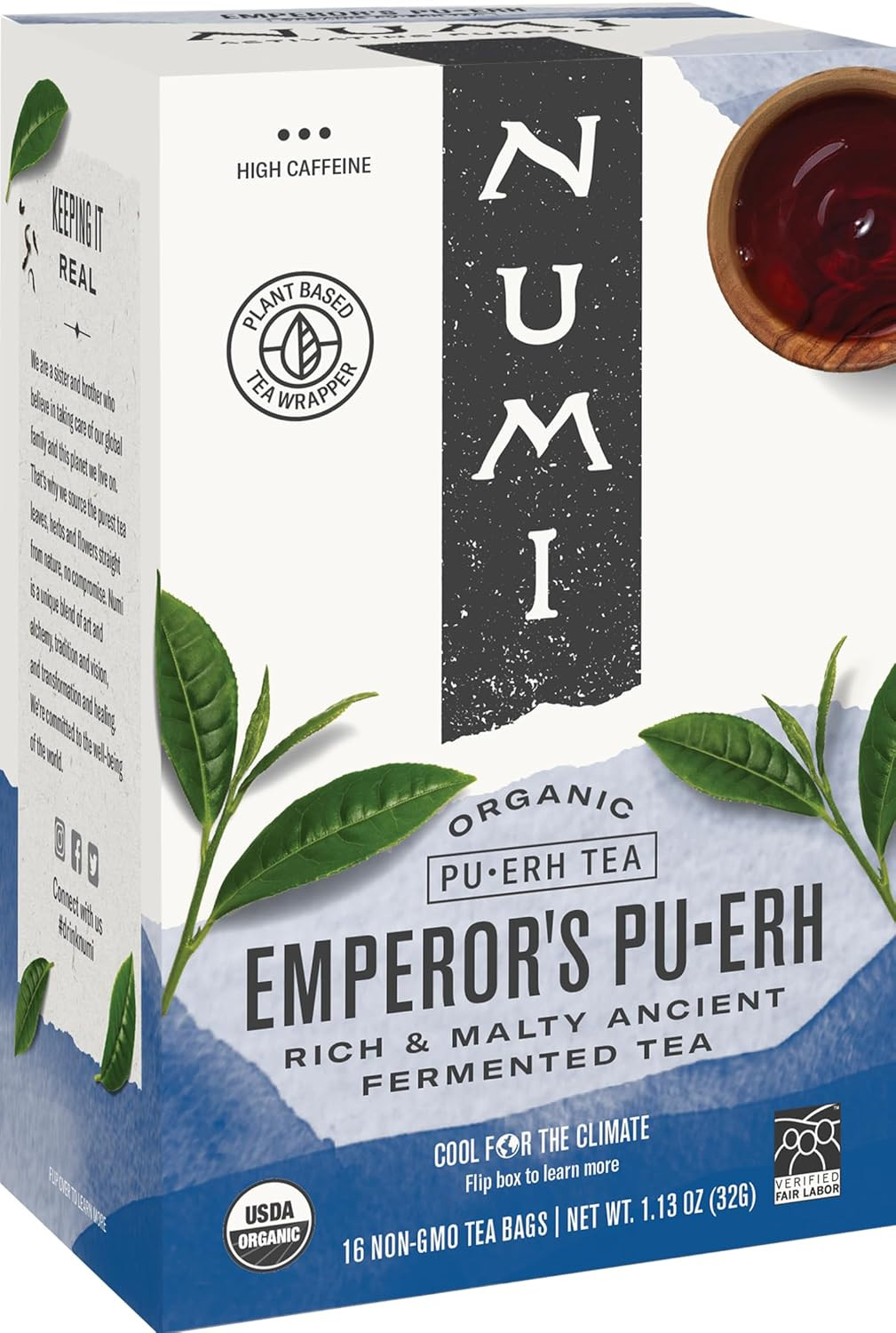 Numi Organic Emperor’S Pu-Erh Tea, 100 Tea Bags, Aged Fermented Yunnan Black Tea