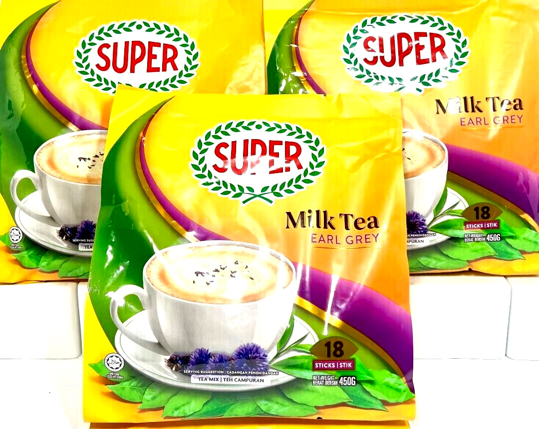 Super 3-In-1 Instant Earl Grey Milk Tea 18 Sticks x 25g ( Pack of 3 )