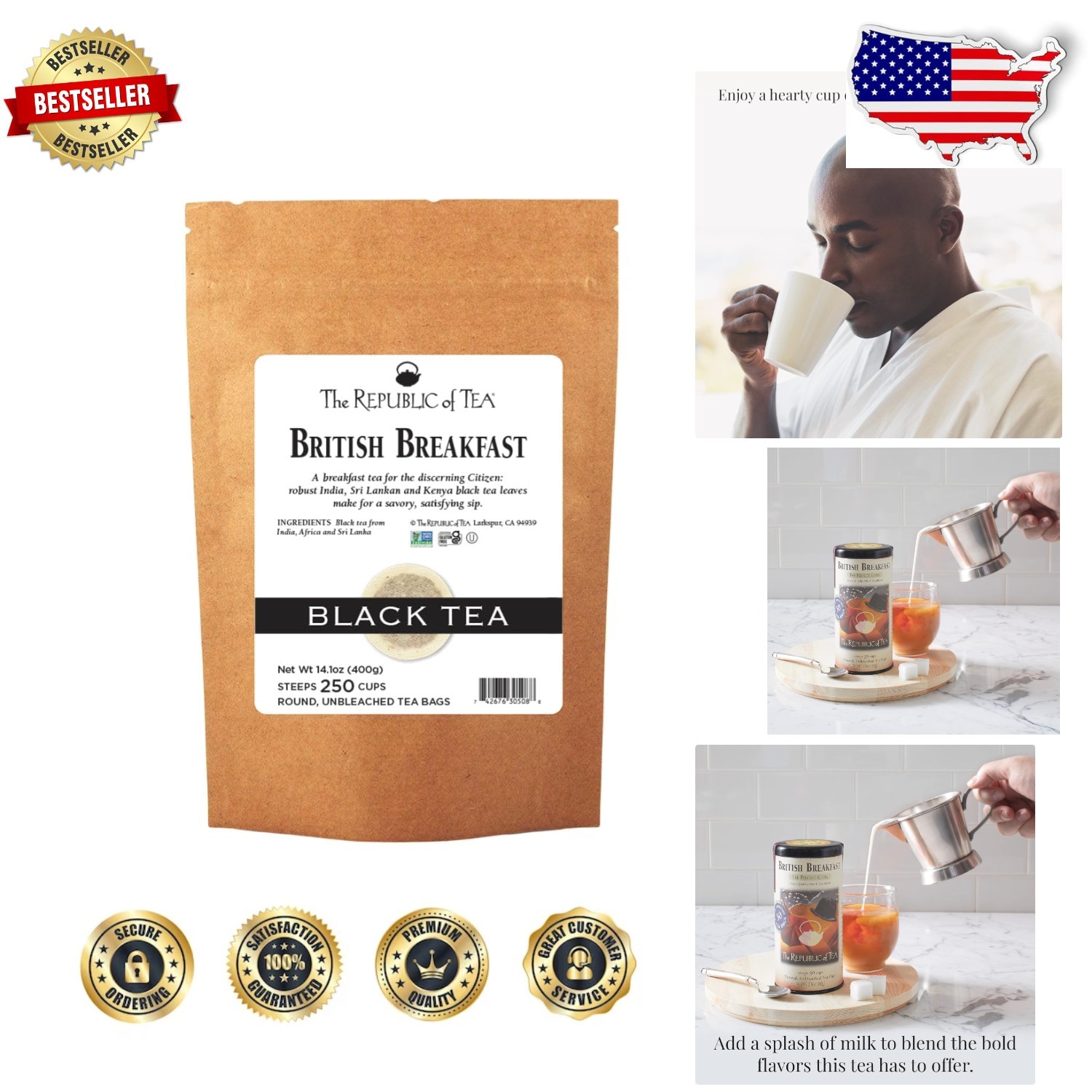 Black Tea 250 Tea Bags | British Breakfast Blend, Kosher, Allergen-Free