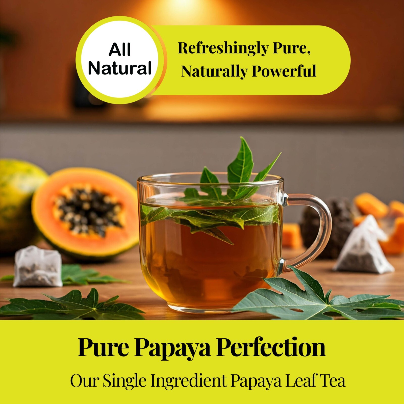75 Papaya Tea Bags, Papaya Leaf Tea, Te De Hojas De Papaya, Herbal Tea