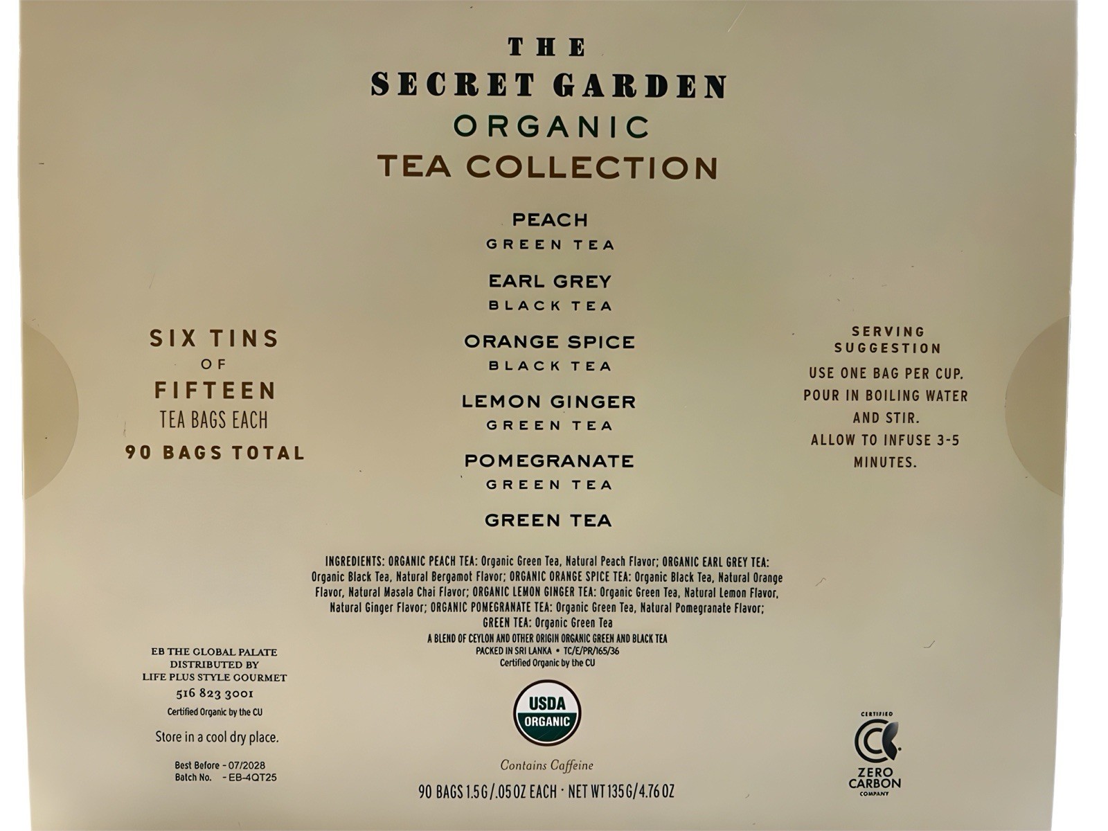 The Secret Garden Organic Tea Collection Gift Set 6 Varieties Assorted Teas Tins