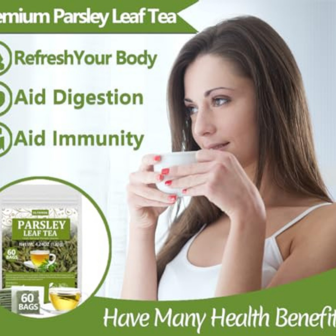 Premium 60 Parsley Tea Bags, Made with 100% Natural Parsley Leaves, Caffeine Fre