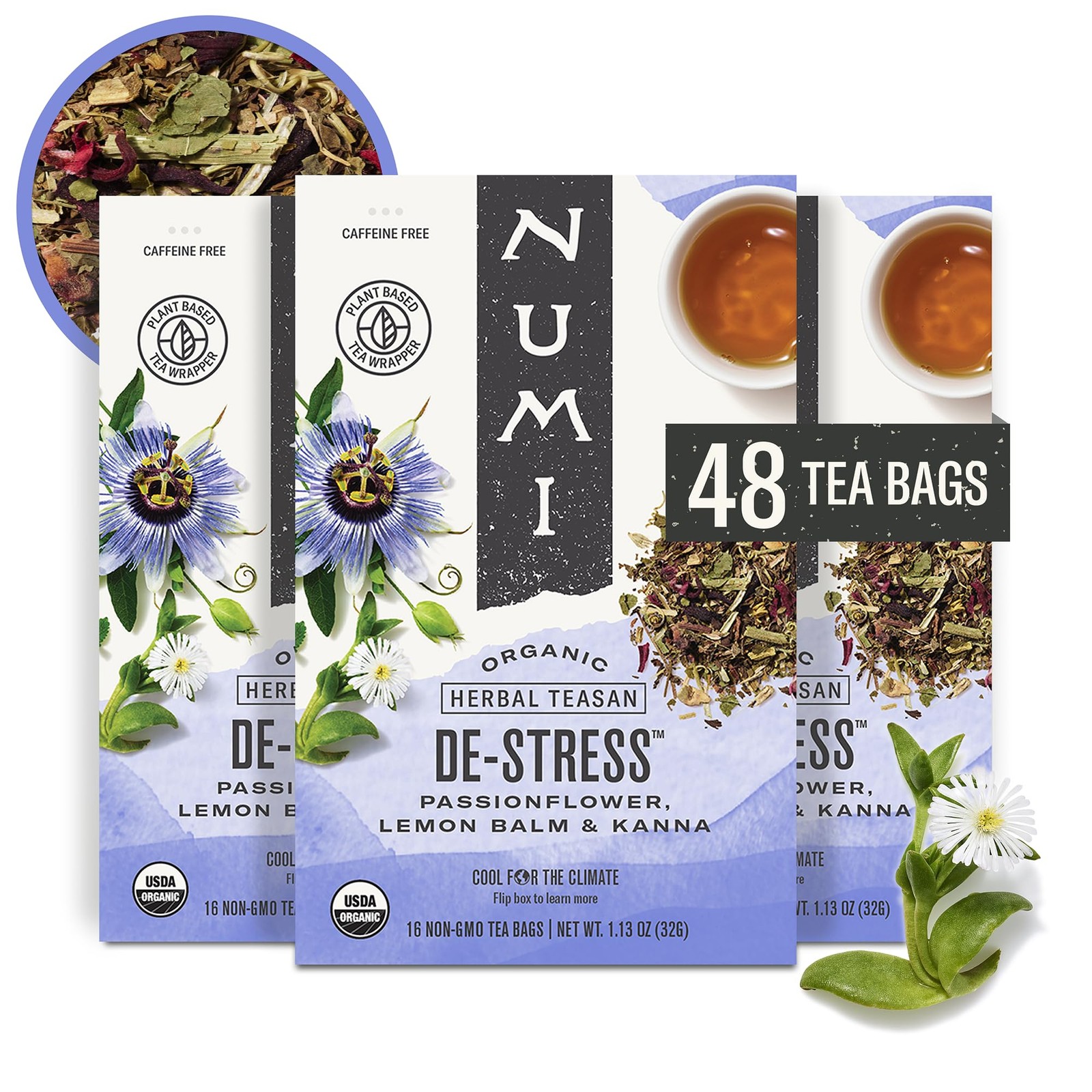 Organic De Stress Herbal Tea – 48 Herbal Tea Bags – Caffeine Free Blend with …
