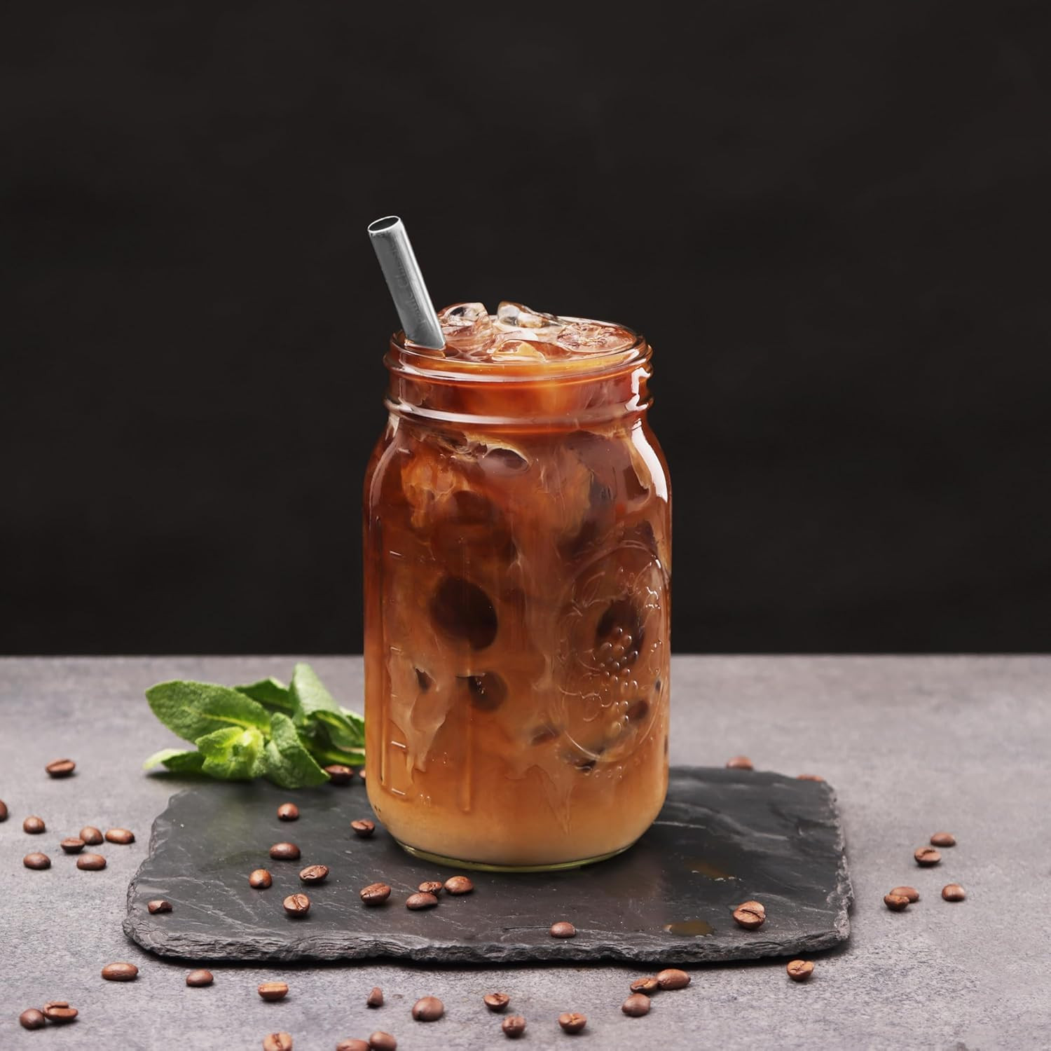 Reusable Boba Bubble Tea & Smoothie Cups – 2 Glass Wide Mouth 32 Oz Mason Jars w