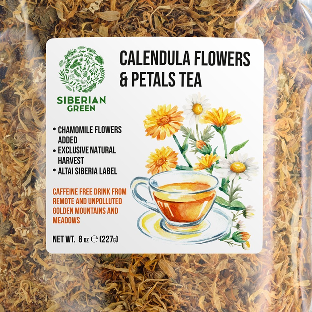 Siberian Green Calendula Flowers Petals Tea 227g (8 oz) Dried Marigold Altai