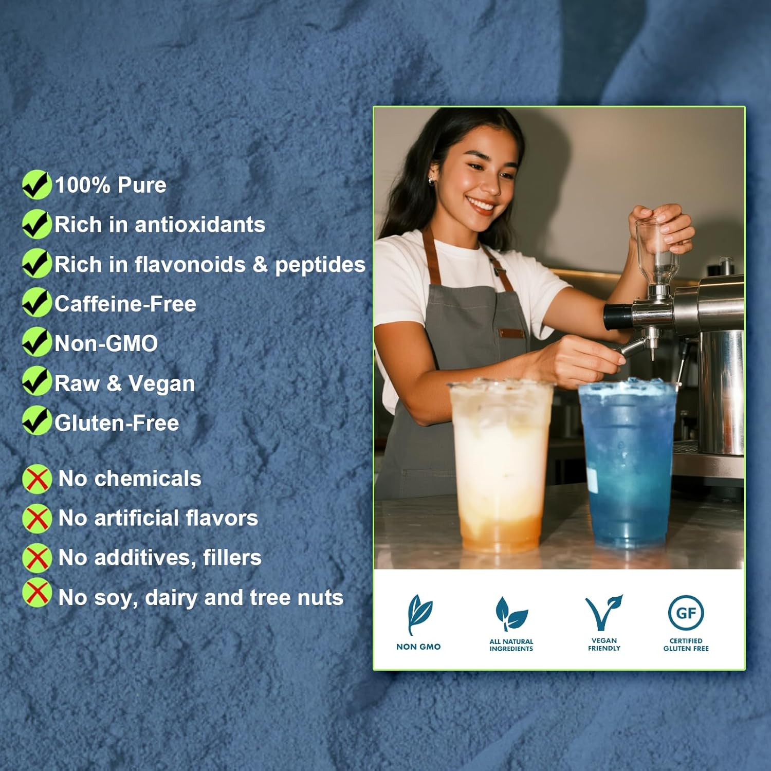 6Oz Butterfly Pea Flower Powder – 170 Servings Blue Matcha Instant Butterfly Pea
