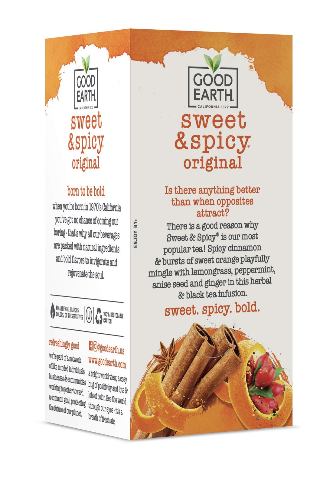 Good Earth Herbal & Black Tea, Sweet & Spicy, 18 Count Tea Bags (Pack of 6) (…
