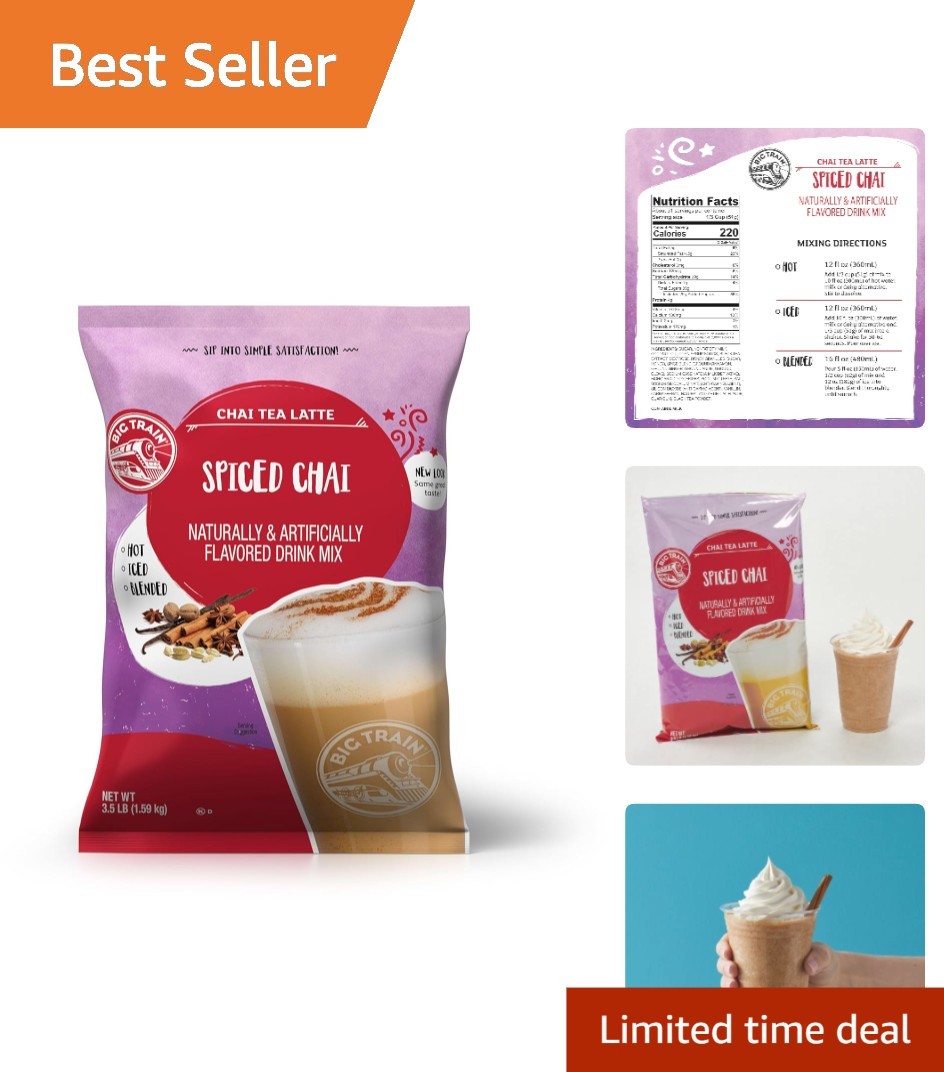 Spiced Chai Tea Latte Mix 3.5 Pound Bag Easy Hot or Iced Beverage