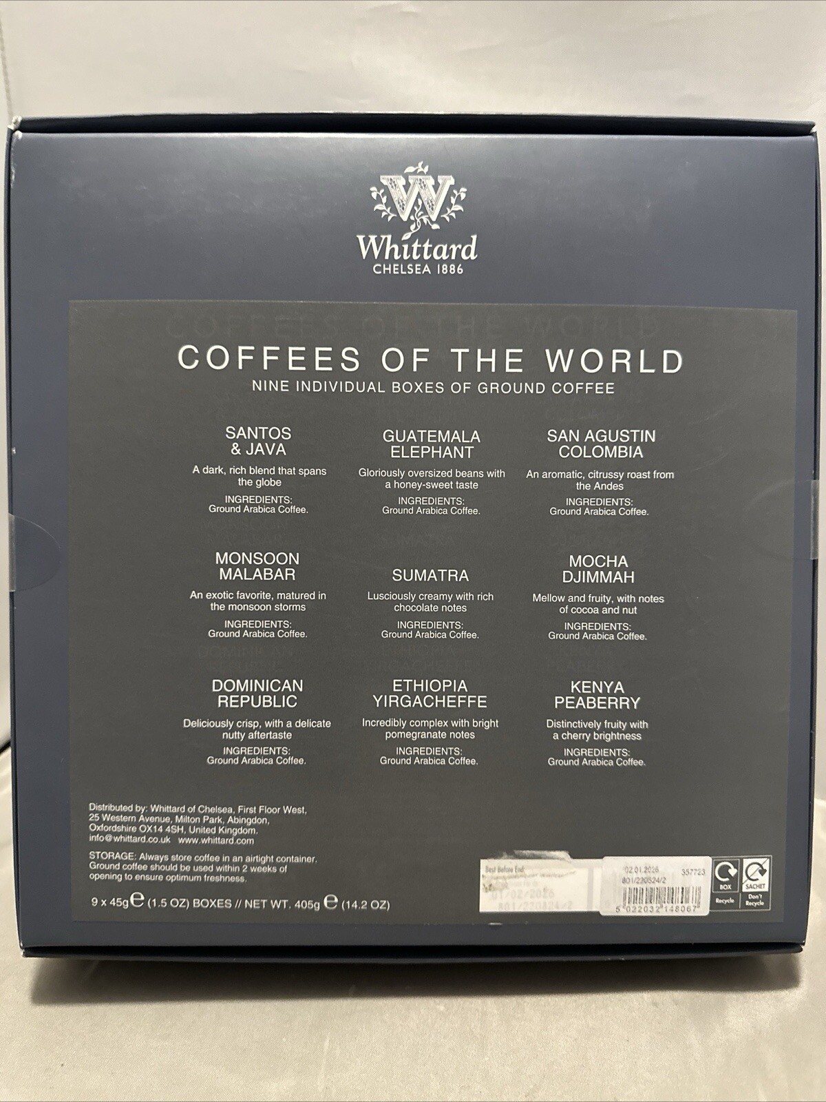 Whittard Chelsea 1886 Coffees Of The World SEALED BOX