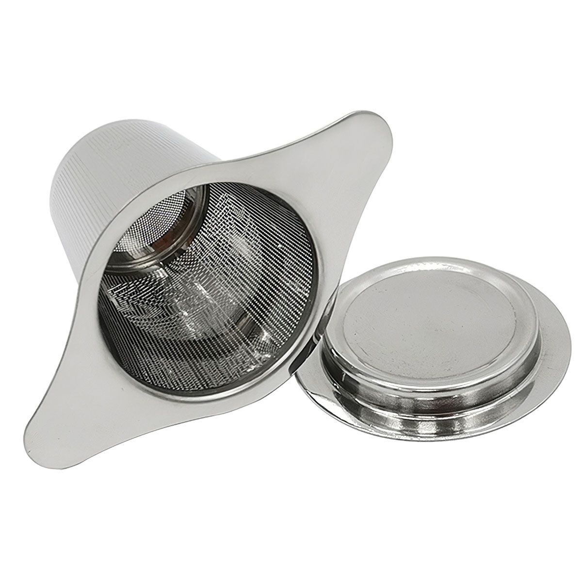 Tea Infuser Mesh Loose Leaf Herb Strainer Handle Stainless Steel Filter W/Lid