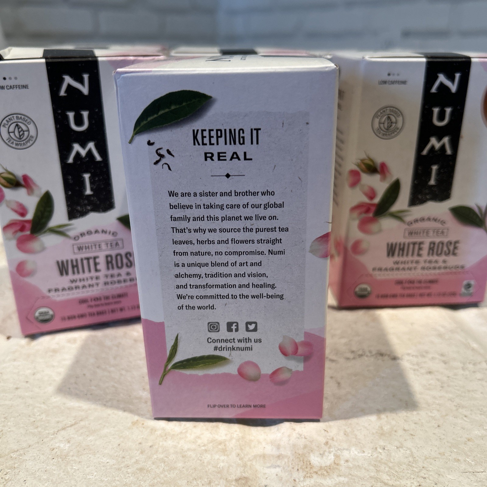 Numi Organic Tea White Rose, 16 Count Box of Tea Bags (Pack of 6) White Tea