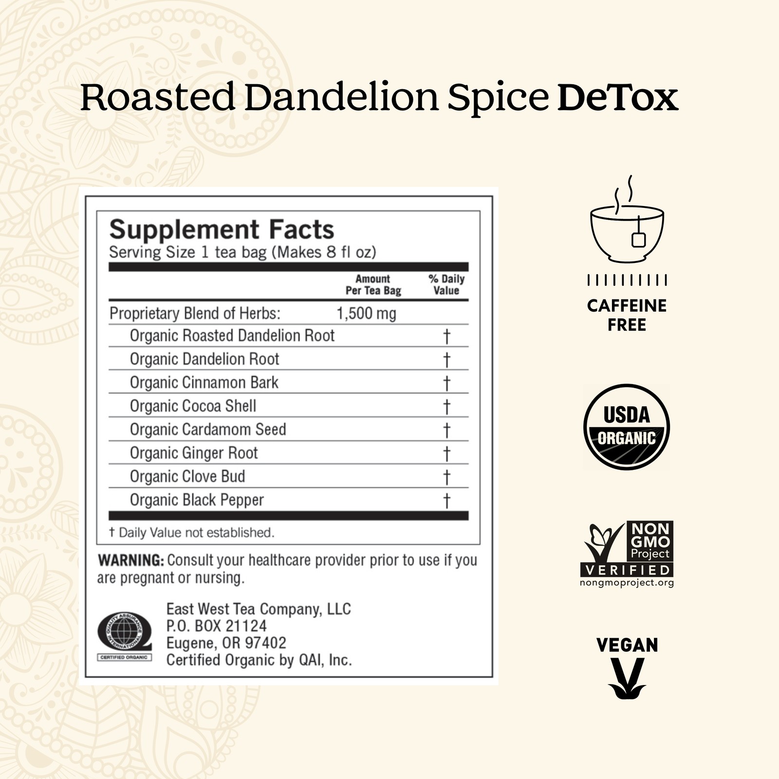 Yogi Tea – Roasted Dandelion Spice DeTox Tea (4 Pack) – 64 Organic Tea Bags