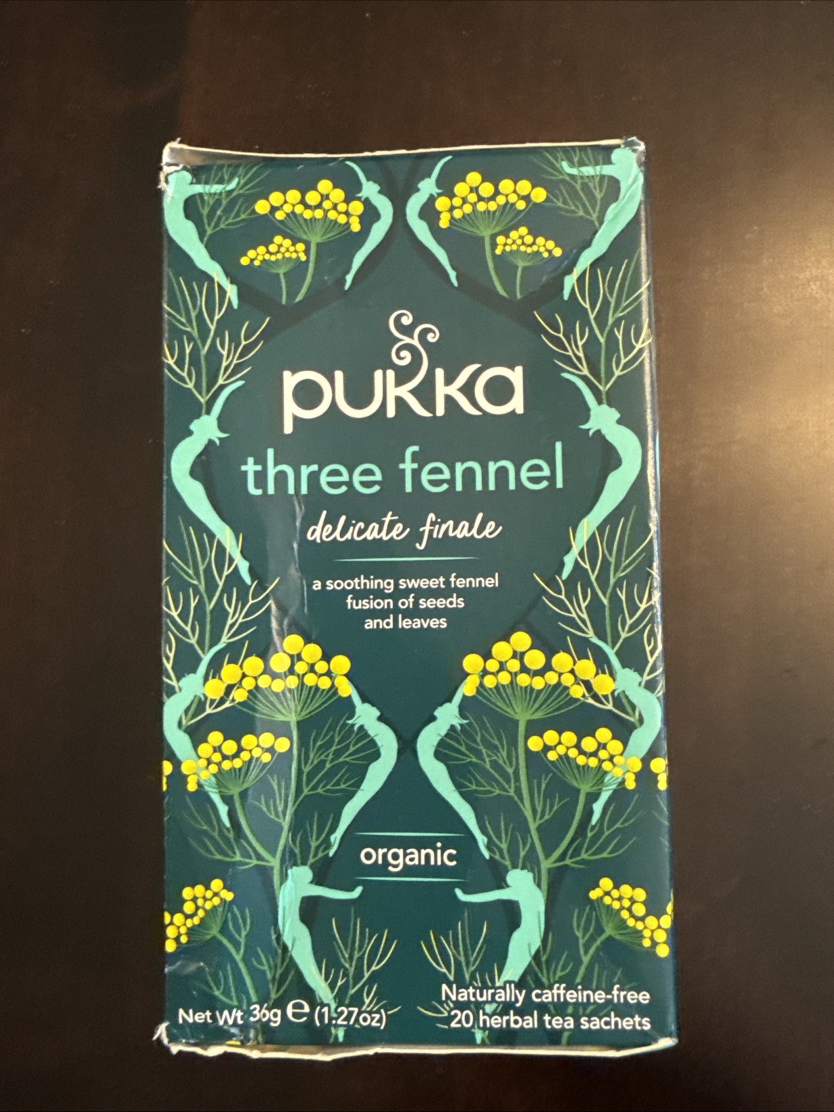 Pukka Three Fennel Delicate Finale Organic 20 Herbal Tea Sachets Expires 4/28