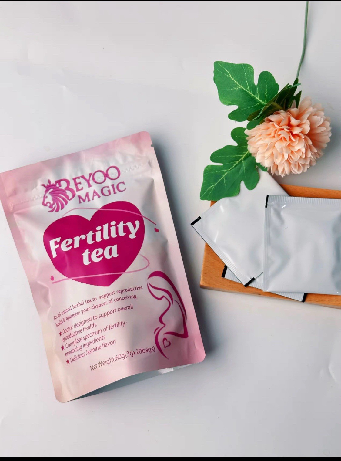 BEYOO MAGIC Fertility Tea Herbal Jasmine Mint Non-GMO Vegan 20 Bagged Pack