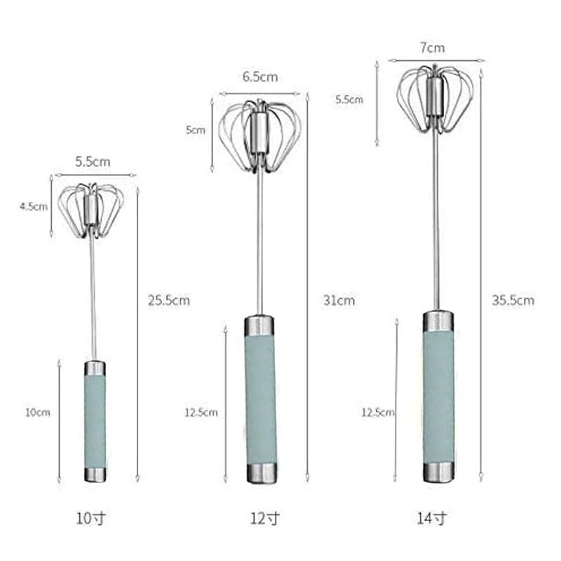 Stainless Steel Semi-automatic Egg Whisk – 3PCS Hand Push Rotary Blue