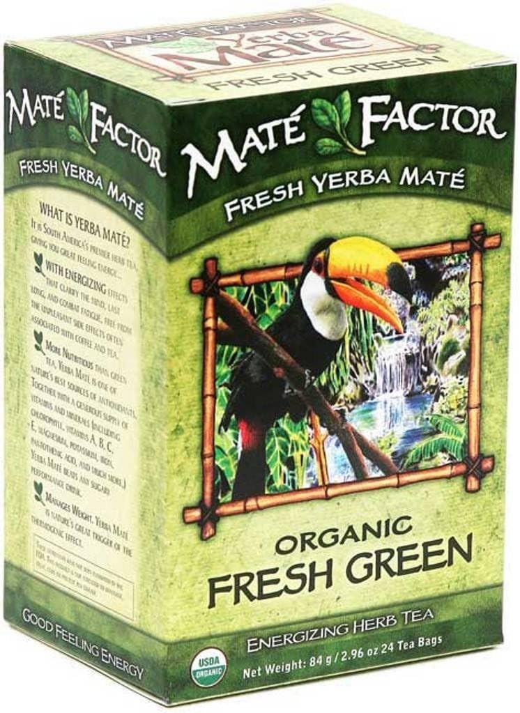 Organic Yerba Mate – Energizing Herb Tea Fresh Green 24 pckts Each (Pack of 4)