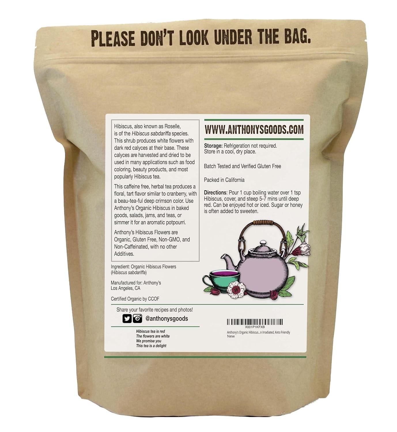 Cut & Sifted Hibiscus Flowers, 1 lb – Herbal Tea, Non GMO and Caffeine Free