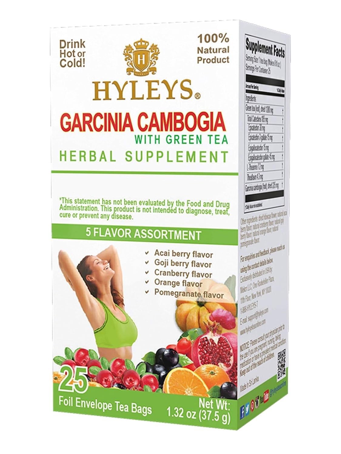 Tea Garcinia Cambogia Green Tea 5 Flavors Assortment – 25 Tea Bags
