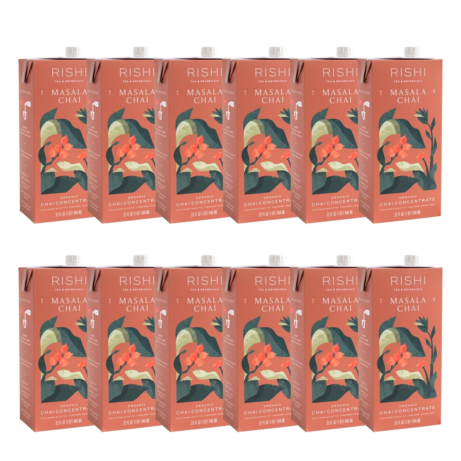 Organic Masala Chai Latte – Easy Hot or Iced Tea Mix, 32 Fl Oz, 12 Pack