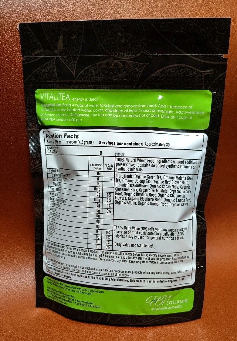 VitaliTEA Energy & Full Body Detox Organic Loose Leaf Herbal Tea – 30 Day