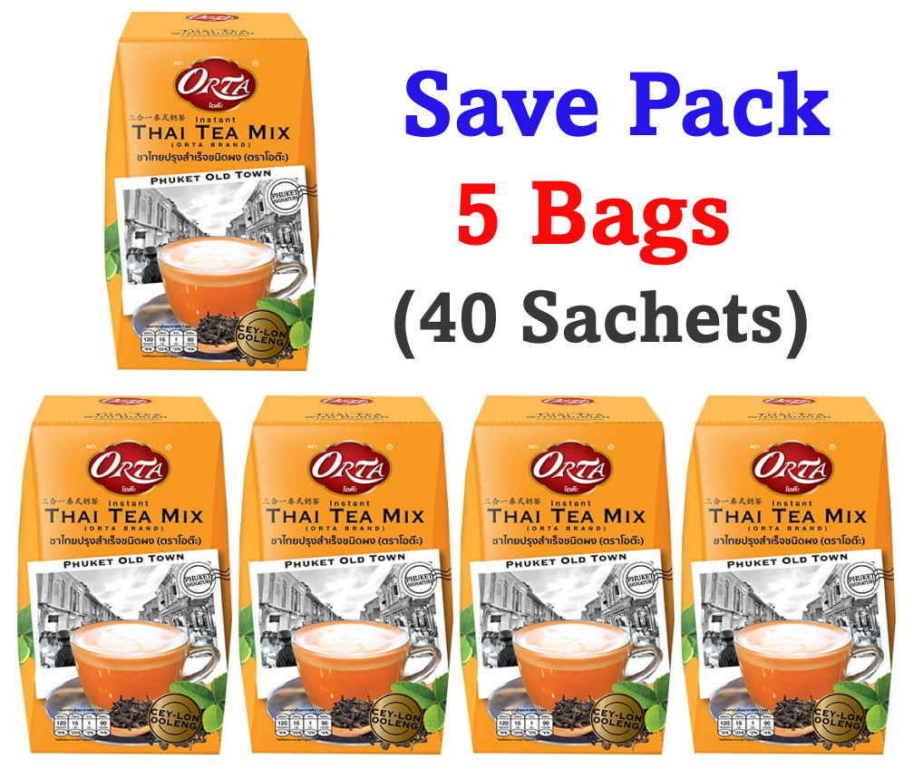 5x ORTA Instant Thai Tea Mix Drink Halal Phuket Oldtown Signature Thailand