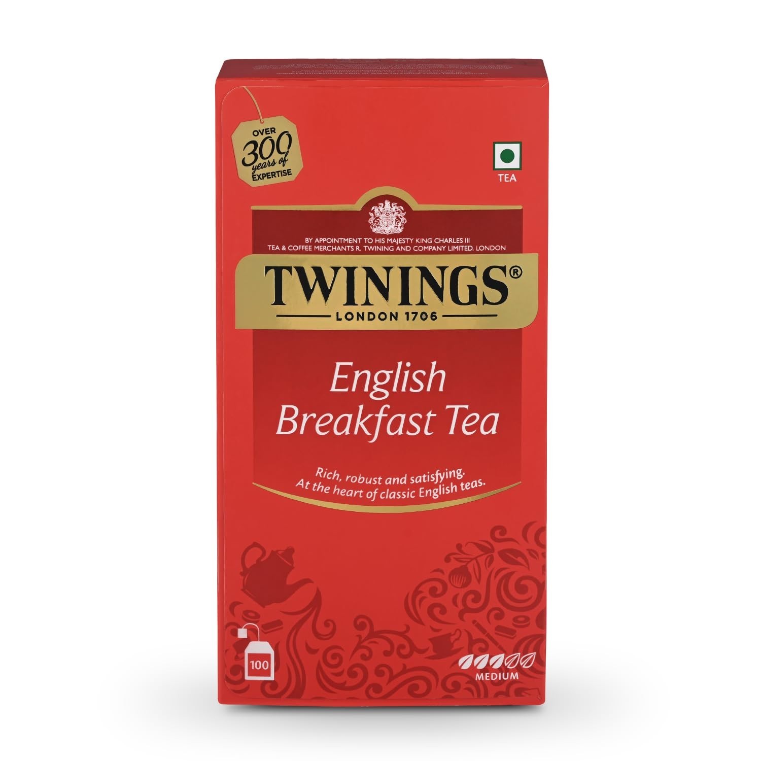 Twinings English Breakfast Tea, 100 Tea Bags LONG EXPIRY