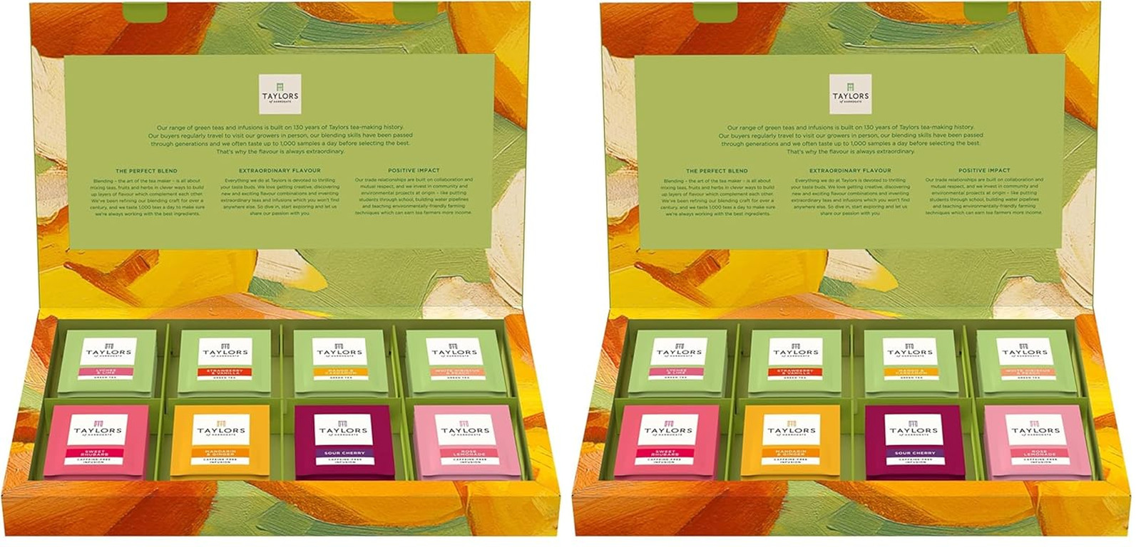 Assorted Green & Herbal Teas Sampler, Variety Pack Gift Box, Individually Wrappe