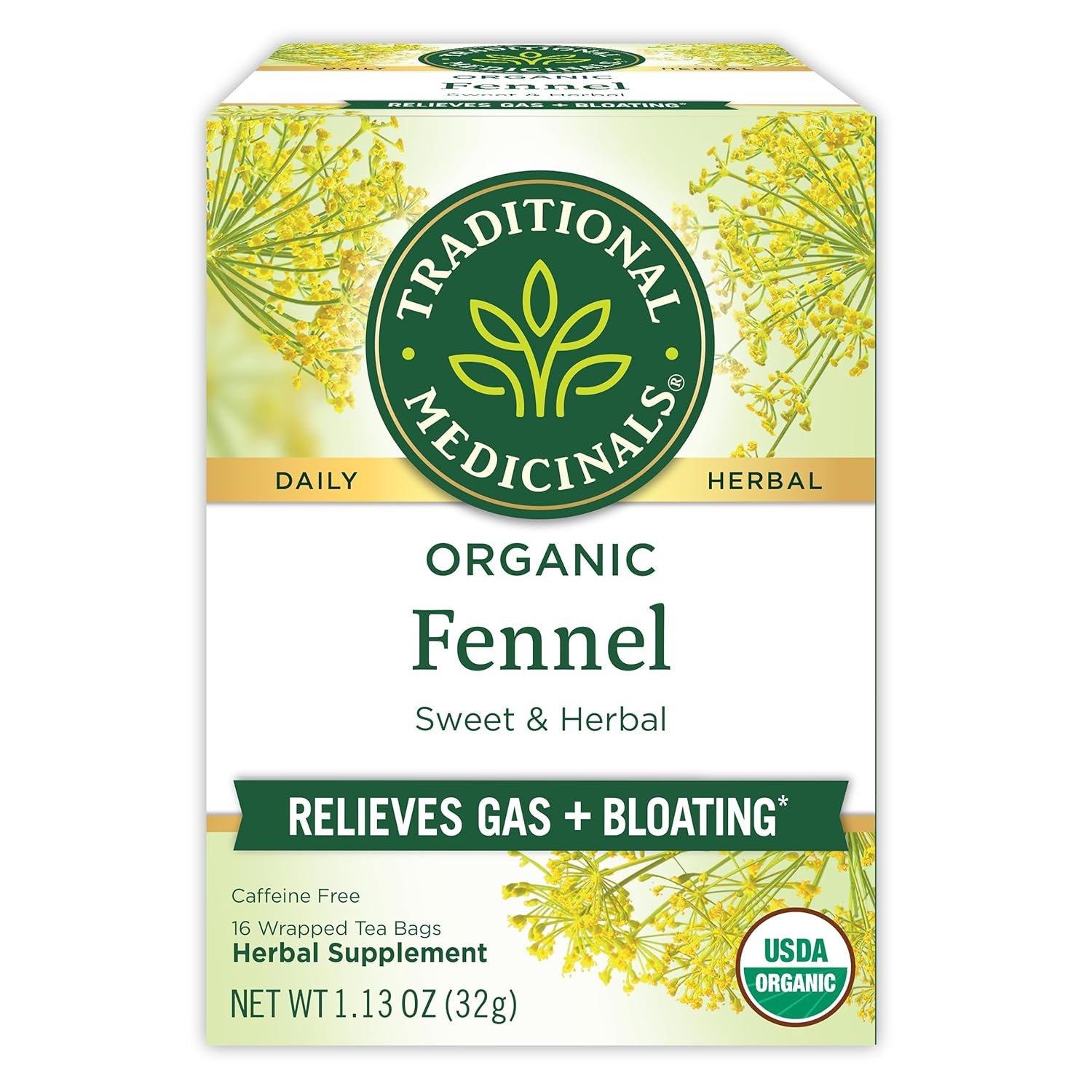 Traditional Medicinals Organic Fennel Herbal Tea, 16 Tea Bags