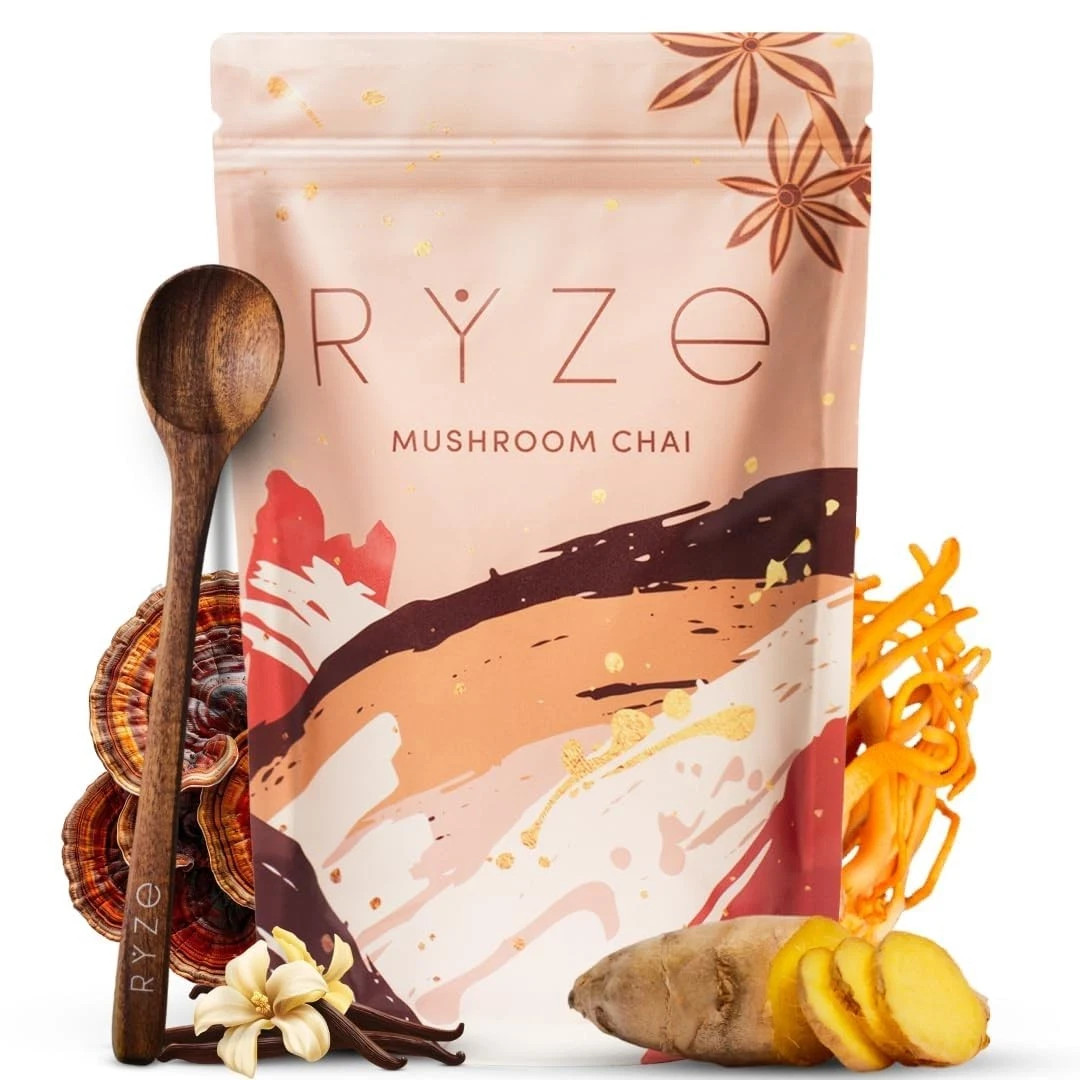 RŸZE Mushroom Chai With 6 Adaptogenic Mushrooms Beverage Powder (5 Pack)