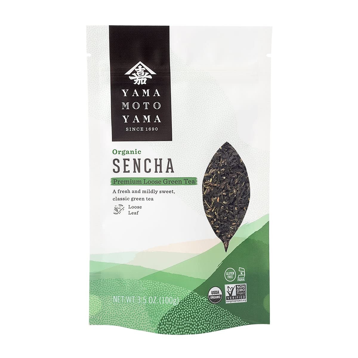 Yamamotoyama Organic Sencha Loose Leaf Green Tea, 3.5 oz pack, green