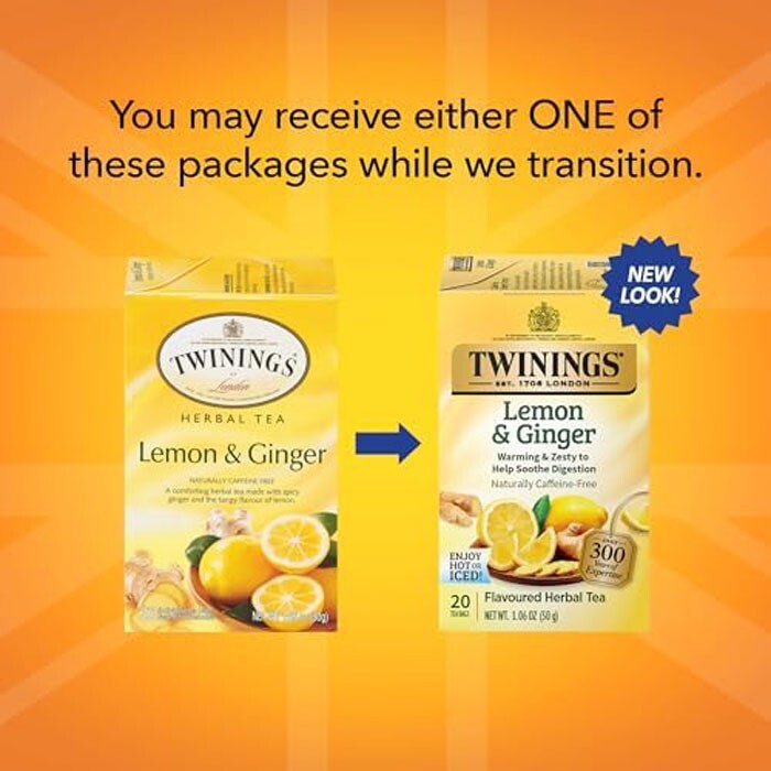 Twinings Lemon & Ginger Herbal Tea – 20 tea bags