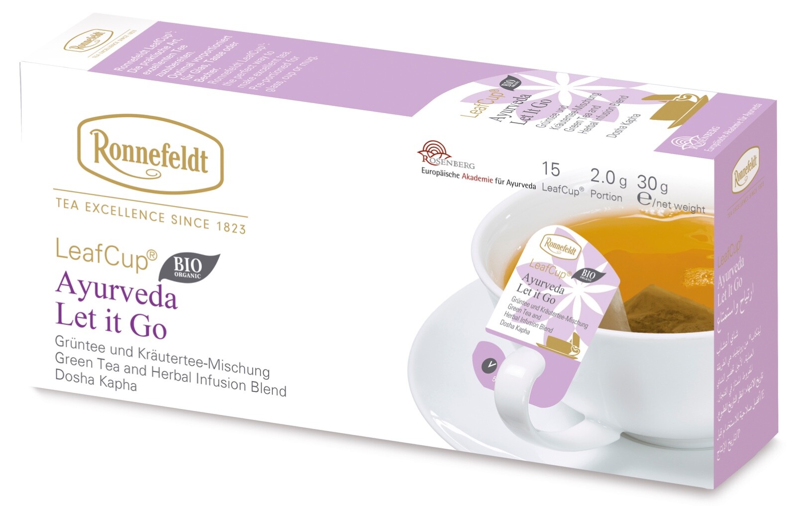 Ronnefeldt Leafcup® Ayurveda Let it Go. 15 premium green tea bags